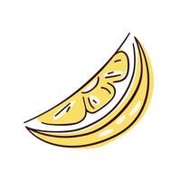 Lemon yellow slice icon in line art style. illustration isolated on a white background. vector