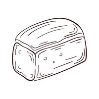 Bread in line art style. Design for bakery menu. Square toast. illustration isolated a on white background. vector