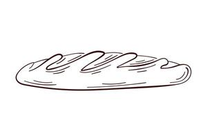 Loaf of bread in line art style. Bakery shop menu. illustration isolated on a white background. vector