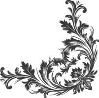 minimalist line art icon baroque ornament for corner logo symbol vector