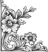 minimalist line art icon baroque ornament for corner logo symbol vector