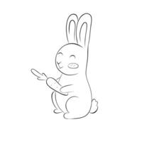 Sketch bunny with carrot. Simple illustration in doodle style vector