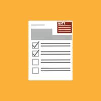 checklist icon in flat style on yellow background. checklist icon with red coupon in the upper right corner. Design element illustration of contract or award certificate vector