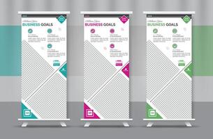 Elegant and Modern Roll Up Banners Design Templates for Business Promotions vector