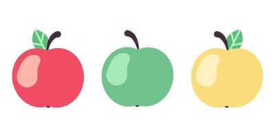 Three different apples. flat illustration vector