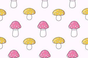 Seamless pattern of fly agarics. Autumn print. Forest mushrooms. illustration vector