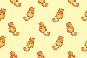 Cartoon sleeping red cat. Seamless pattern. vector