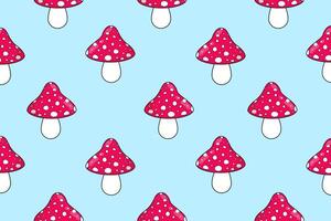 Seamless pattern of fly agarics. Autumn print. Forest mushrooms. illustration vector