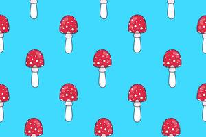 Seamless pattern of fly agarics. Autumn print. Forest mushrooms. illustration vector