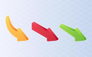 Isometric arrow direction symbols. Set different arrows on white background vector