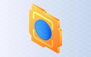 Isometric fingerprint. Fingerprint scanneron white background vector