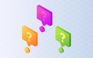 Isometric question mark. Message box question mark on white background vector