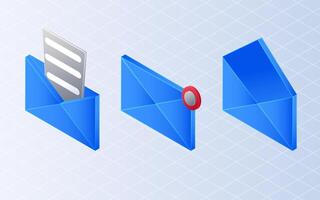 Isometric New message. Email notification, new mail, open massaging on white background vector