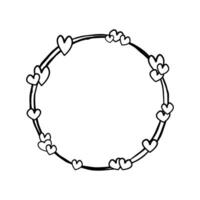 Double Circle Frame with Hearts. Illustration for decorate logo, text, greeting cards and any design. vector