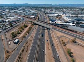 Aerial view of the highway and crossroads intersections in Phoenix, USA. photo