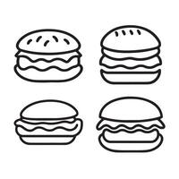 burger icon set on white background.Hamburger Line Icon vector