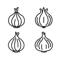 onion Linear style icon set,isolated on white background,top view illustration vector