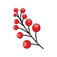 A red branch of mountain ash. Red berries. Flat illustration. vector