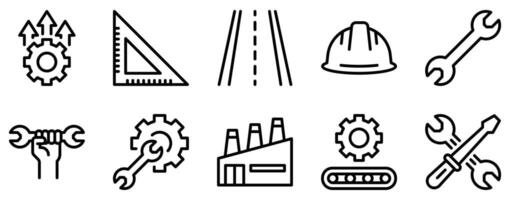 Engineering Icon Set Technical Line Style Collection for Innovative Designs vector