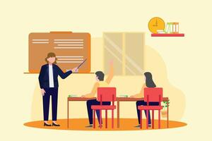 Lecturers teaching in class concept. Colored flat illustration isolated. vector