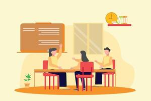 Lecturers teaching in class concept. Colored flat illustration isolated. vector