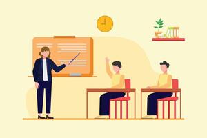 Lecturers teaching in class concept. Colored flat illustration isolated. vector