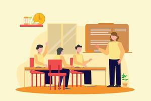 Lecturers teaching in class concept. Colored flat illustration isolated. vector