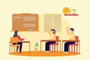 Lecturers teaching in class concept. Colored flat illustration isolated. vector