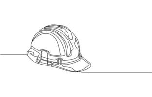 hand holding on worker helmet continuous line drawing, labor day, Continuous single line drawing labor day concept one line draw design art illustration. pro . vector