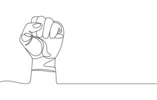Happy Labour Day simple web banner. Hand, first and wrench. Lettering Labour Day. vector