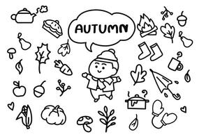 Autumn stuff doodle. vector