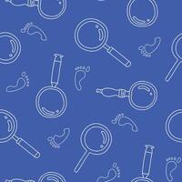 Outline Magnifying Glass Footstep Seamless Pattern illustration Design vector