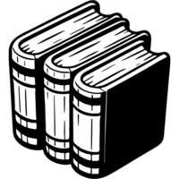 Vertical stack of antique books in monochrome. Simple minimalistic in black ink drawing on white background vector
