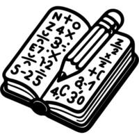 Mathematical formulas written in pencil in notebook in monochrome. Simple minimalistic in black ink drawing on white background vector