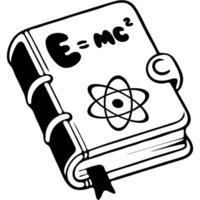 Textbook on physics and nuclear fusion in monochrome. Simple minimalistic in black ink drawing on white background vector