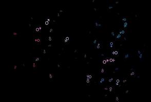 Dark blue, red pattern with gender elements. vector