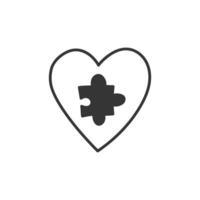 Heart Shape with Jigsaw Puzzle Doodle Line Icon vector