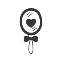 Hand Mirror with Heart Shape Doodle Line Icon vector
