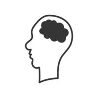 Human Head with Brain Doodle Line Icon vector