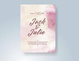 Wedding invitation with abstract watercolor background vector