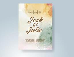 Wedding invitation with abstract watercolor background vector