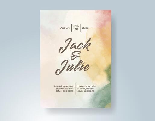 Wedding invitation with abstract watercolor background
