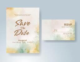 Wedding invitation with abstract watercolor background vector