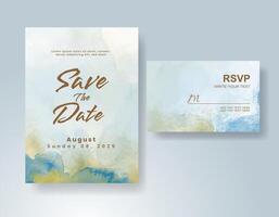 Wedding invitation with abstract watercolor background vector