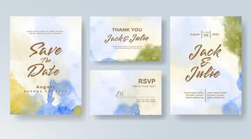 Wedding invitation with abstract watercolor background vector