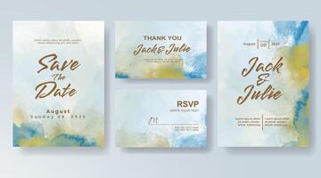 Wedding invitation with abstract watercolor background vector