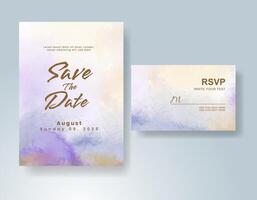 Wedding invitation with abstract watercolor background vector