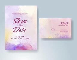 Wedding invitation with abstract watercolor background vector
