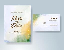Wedding invitation with abstract watercolor background vector