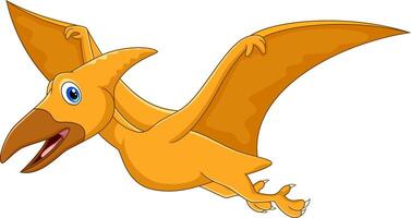 Cartoon cute Pterodactyl dinosaur on white background vector